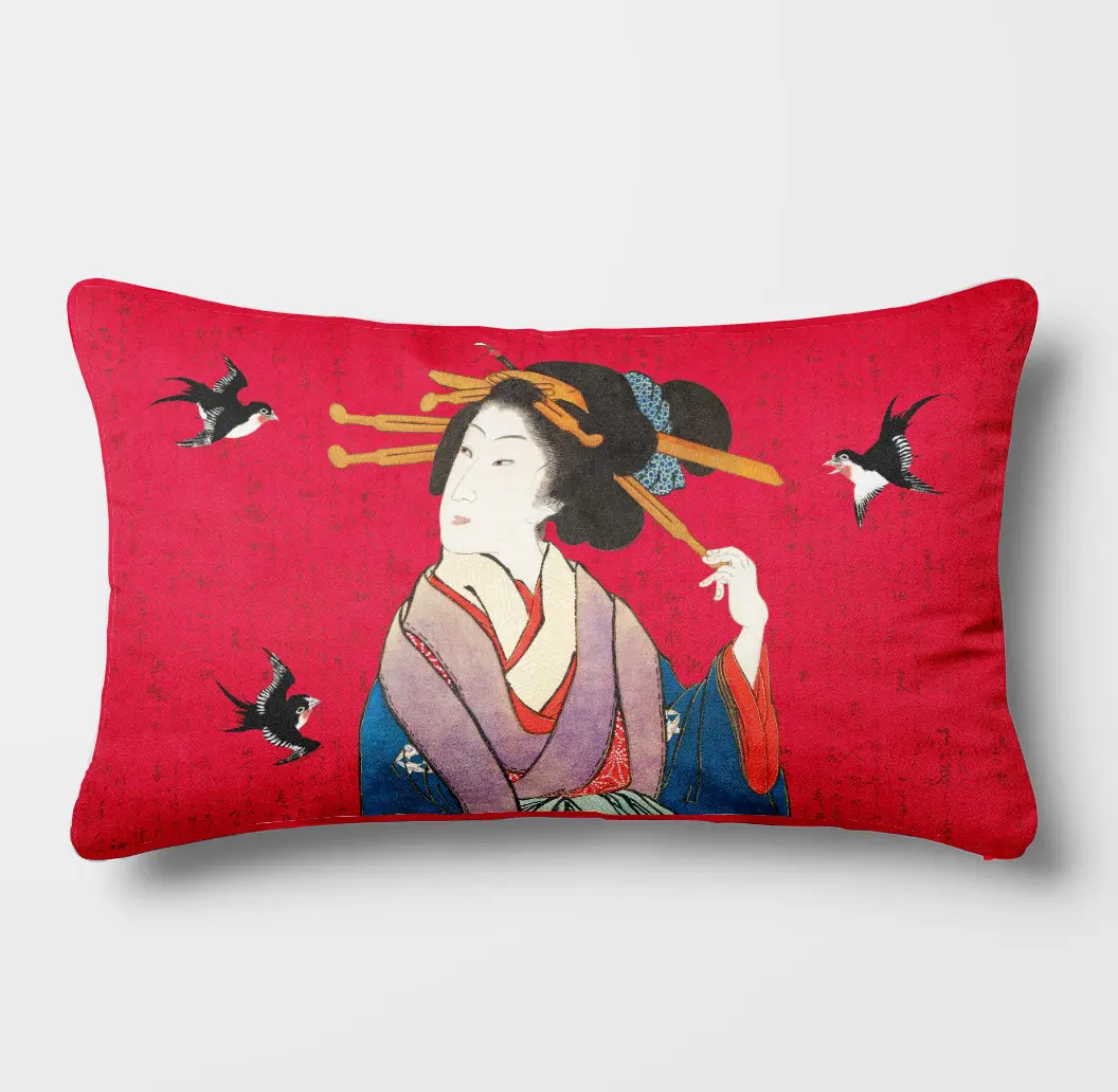 coussin japan 30x50 rouge