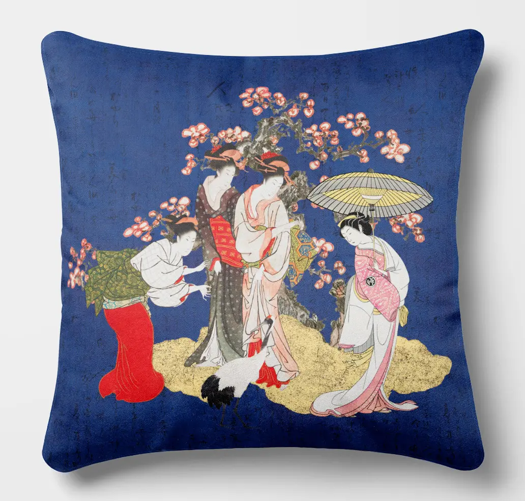 coussin japan 45x45 bleu