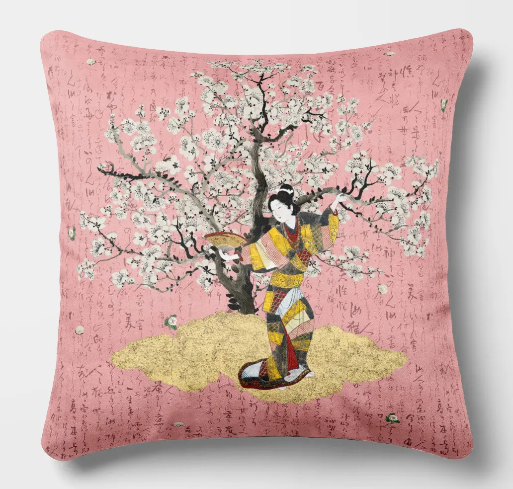 coussin japan 45x45 rose