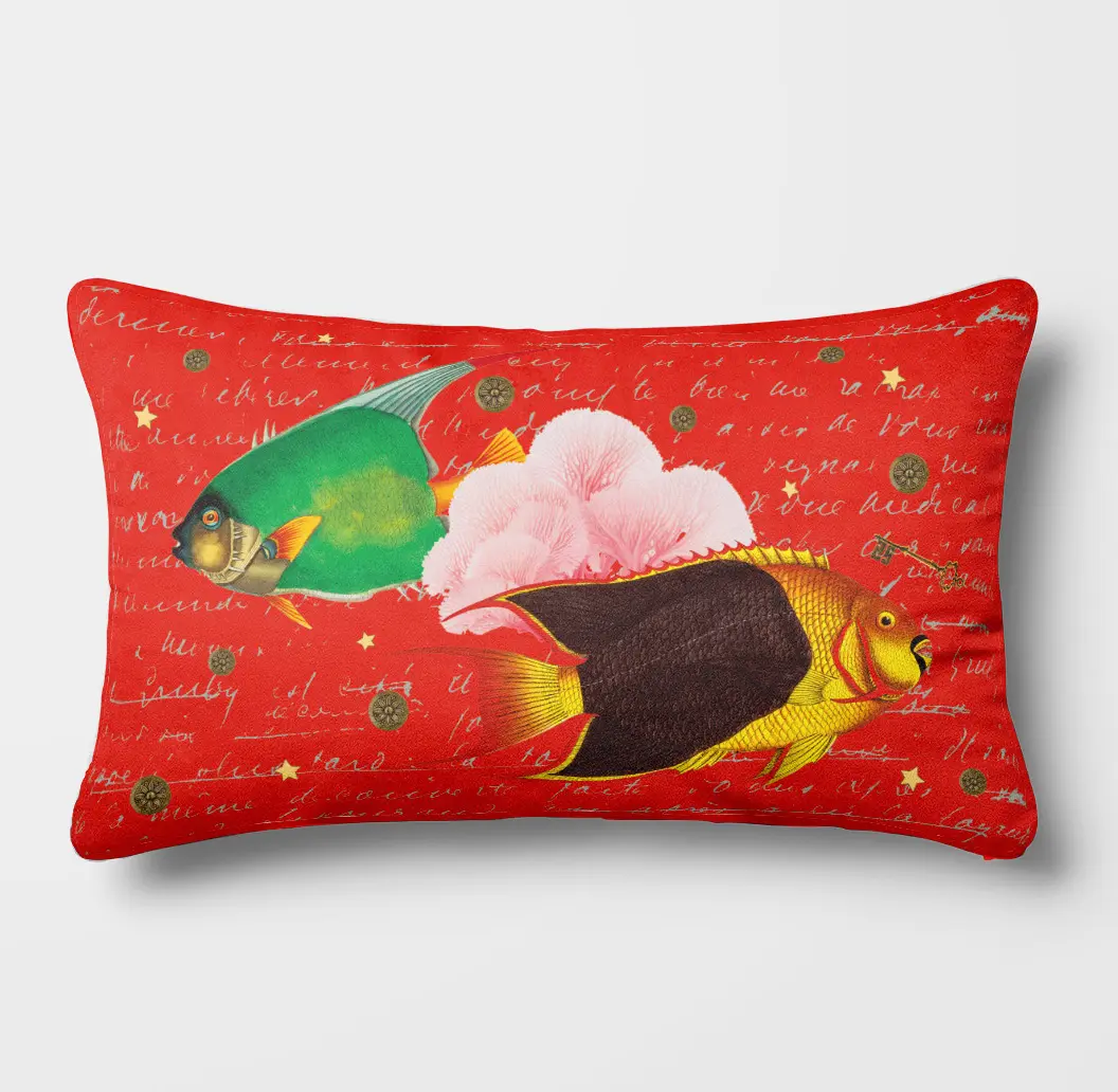 coussin poisson 30x50 rouge