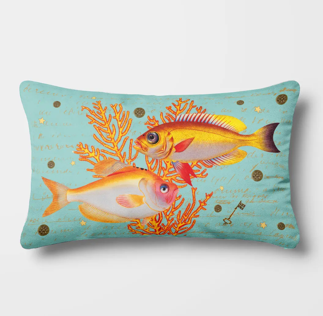 coussin poisson 30x50 turquoise 2