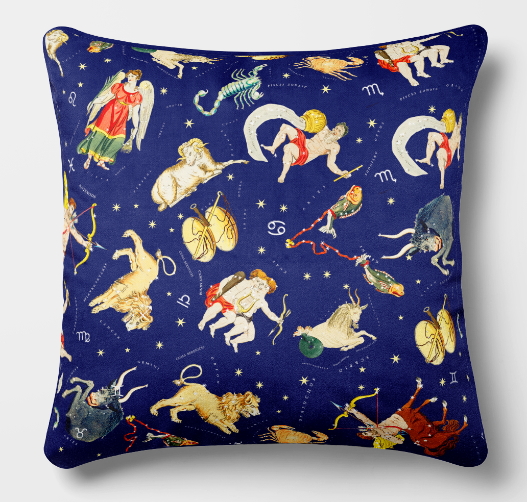 cushion zodiac 45x45 bleu