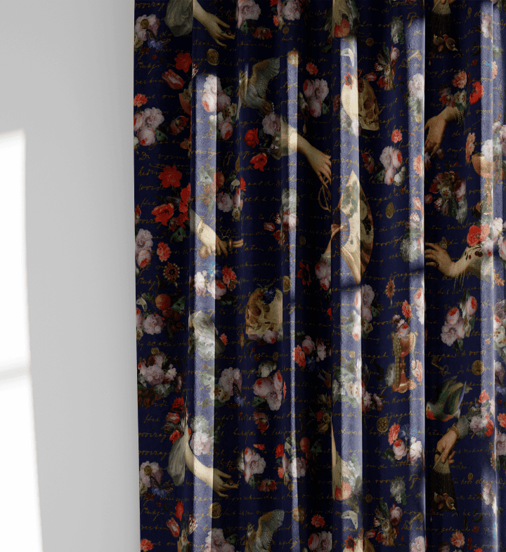 rideau baroque reverie bleu